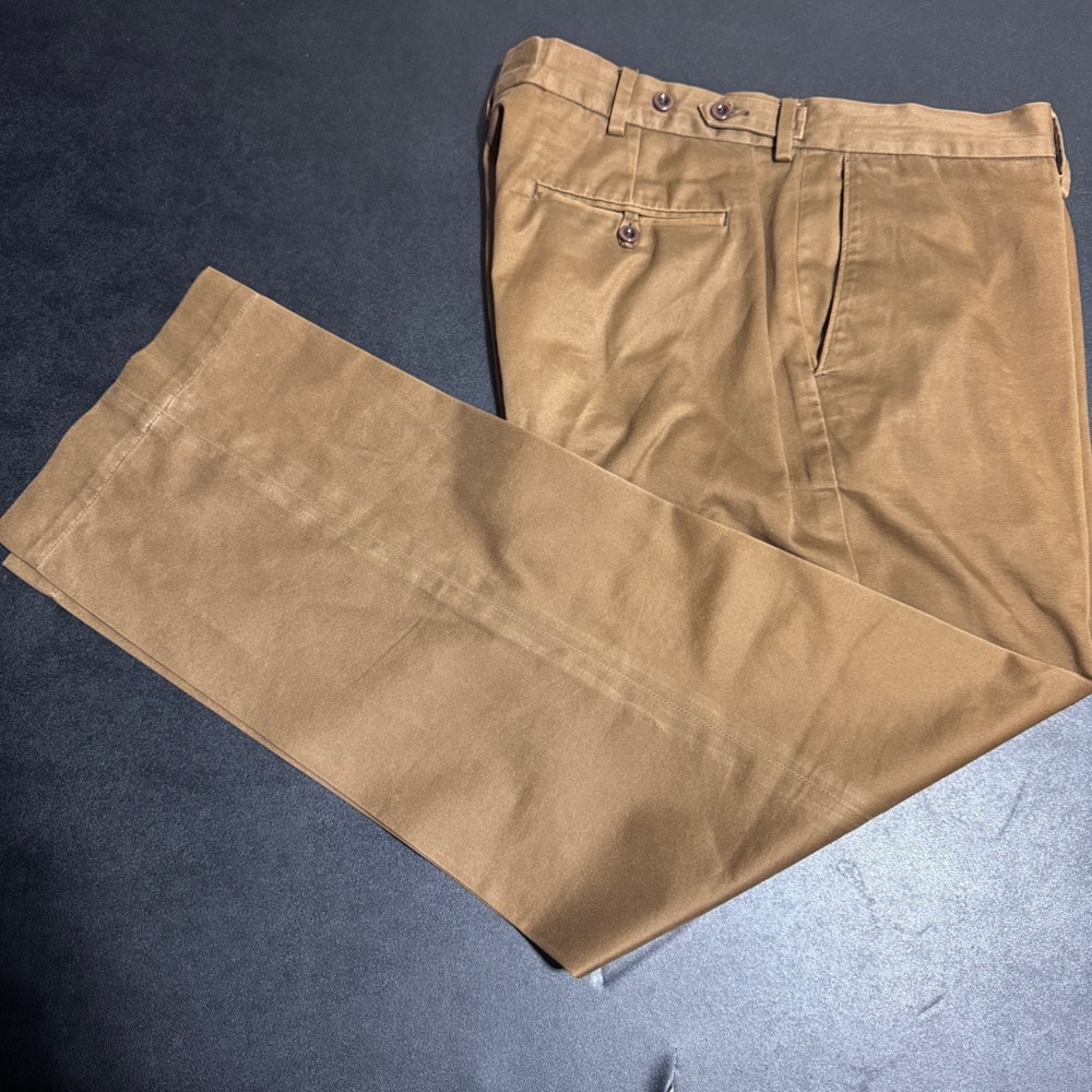Polo Ralph Lauren Chino Pants Mens 36 Brown Solid Flat Front Cotton Chinos